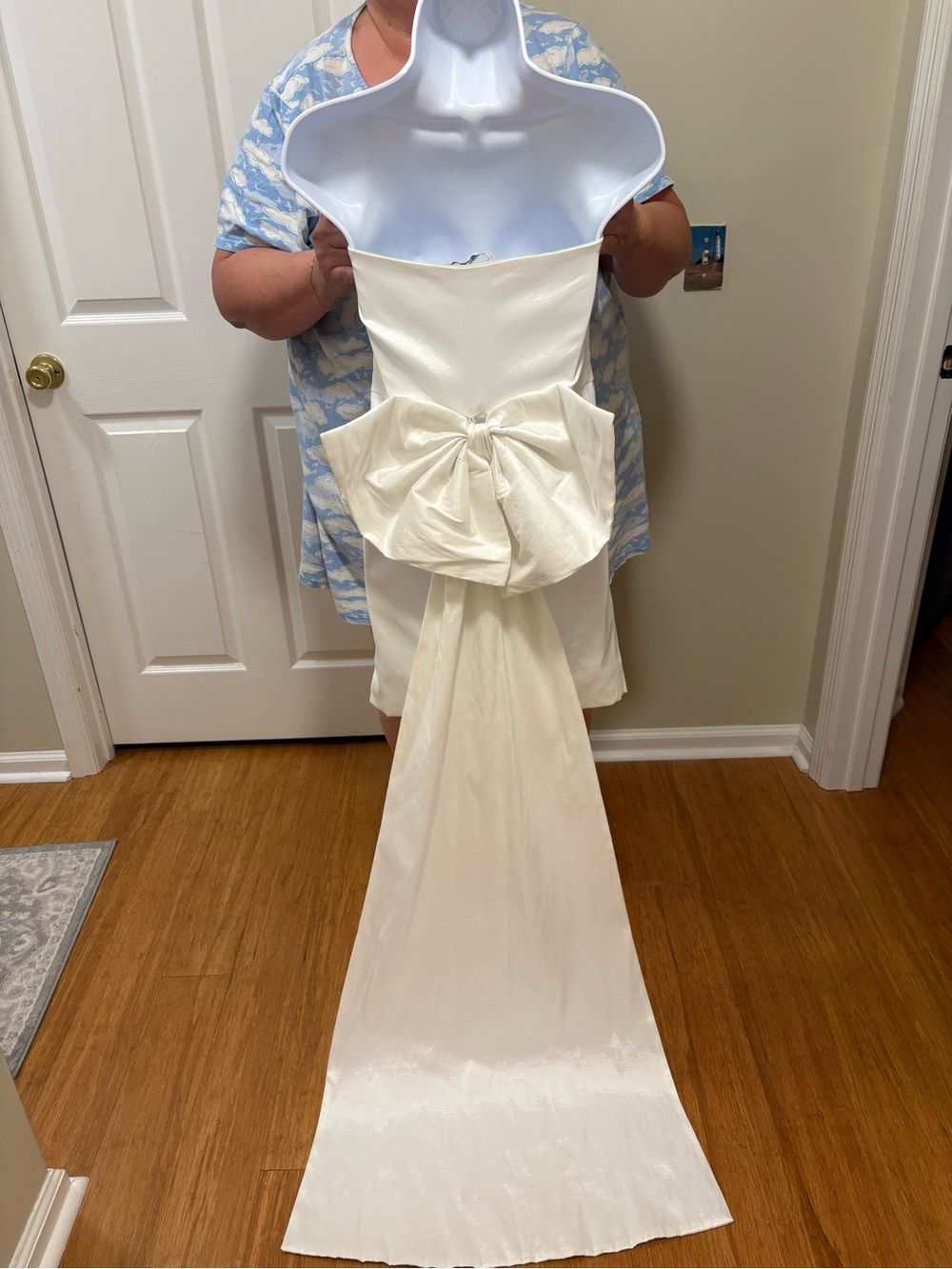 Lovely Day Ivory Strapless Bridal Dress with Bow and Train